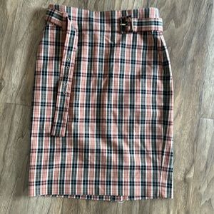 Plaid belted skirt